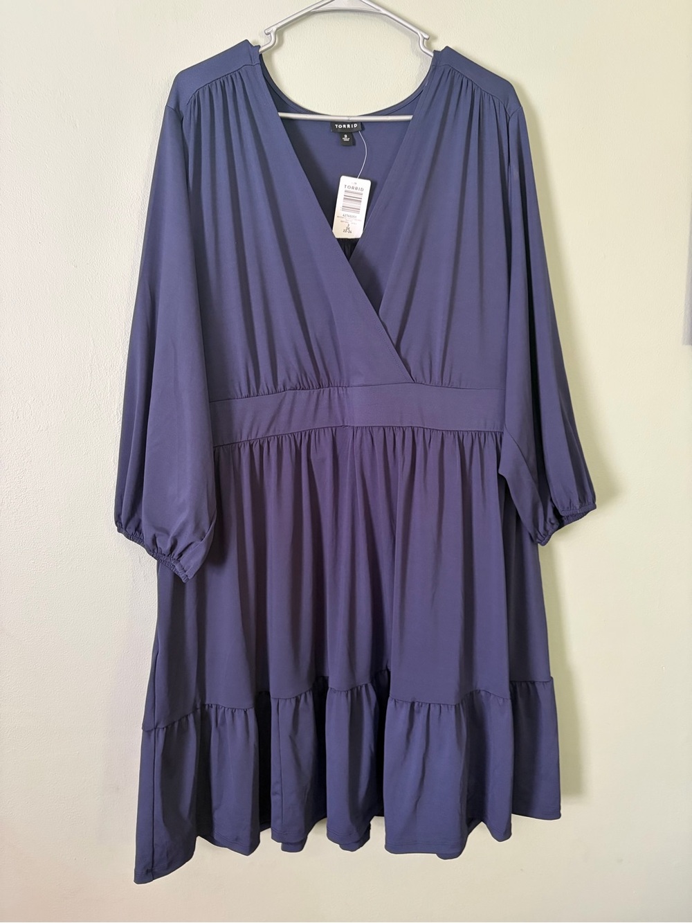 Torrid Navy V-Neck Wrap Tiered Midi Dress